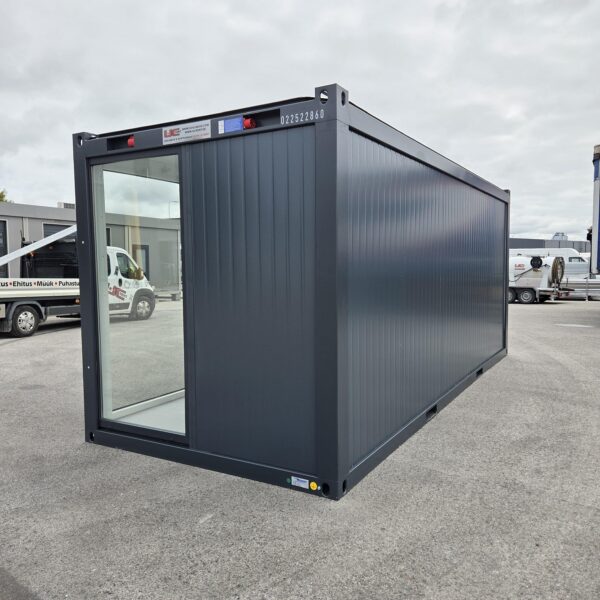 Containex стандартная бытовка PU 2,4 х 6м, панорама с окнами и дверями RAL 7016