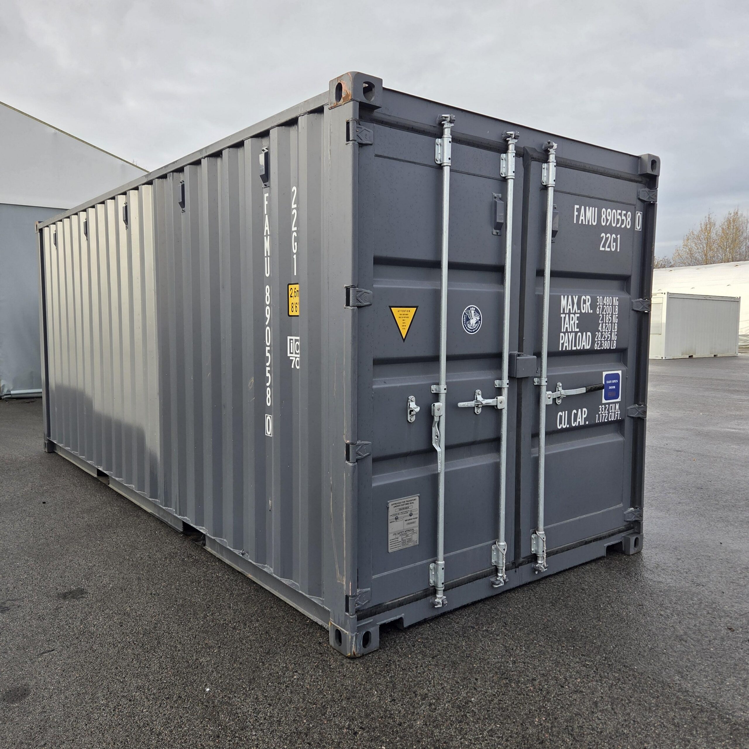 Laokonteiner 20DC, 2.4 x 6m, One way, tumehall 7015