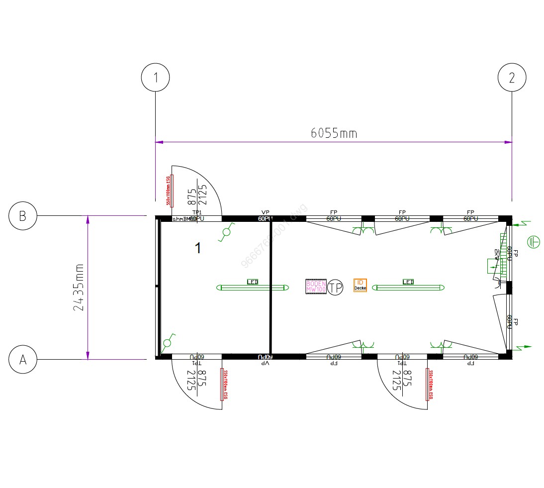 Containex standard PU soojak 2,4x6m, kontor - pääsla, tellitav